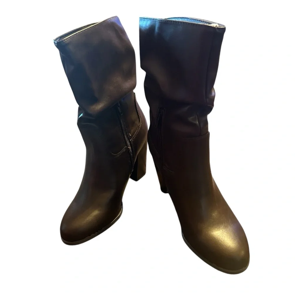 Style & Co. Womens Saraa Slouch Faux Leather Block Heel Mid-Calf Boots Size 11 - Picture 5 of 9